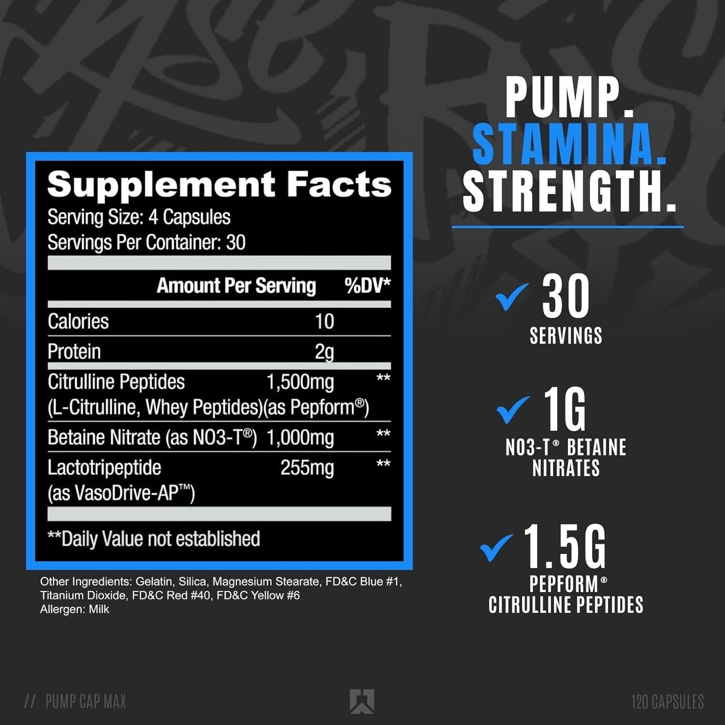 RYSE Project: Blackout Pump Cap Max - Stimulant Free Formula for Max Muscular Blood Flow - 120 Capsules