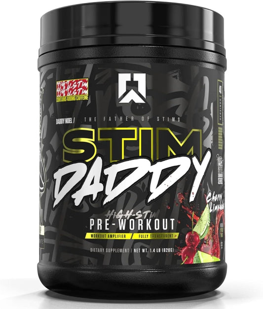 RYSE Signature Series Stim Daddy Pre Workout Supplement - High Stimulant, 21+ Grams Actives, 400mg Caffeine - Cherry Limeade, 40 Servings