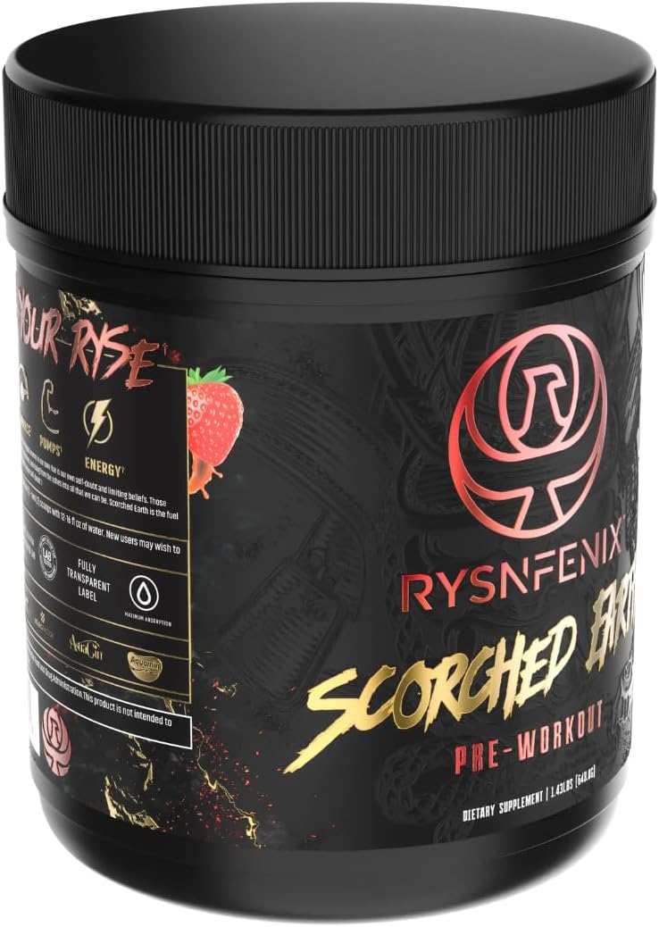 RysnFenix Strawberry Pre Workout Powder with Dual-Source Caffeine and Nootropics for Energy and Focus