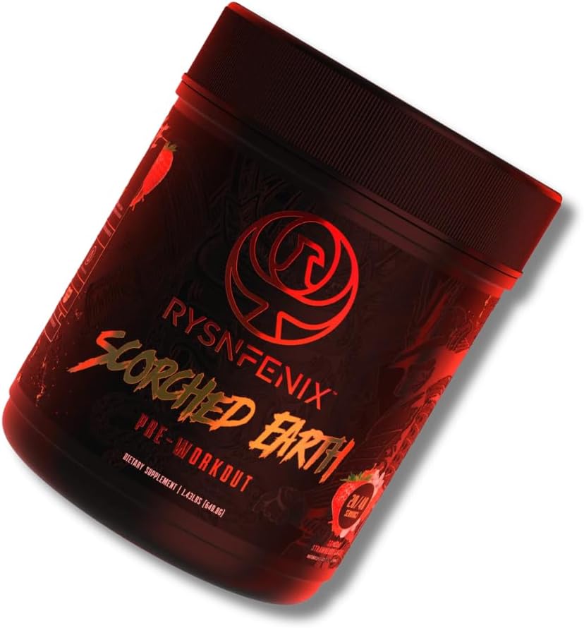 RysnFenix Strawberry Pre Workout Powder with Dual-Source Caffeine and Nootropics for Energy and Focus