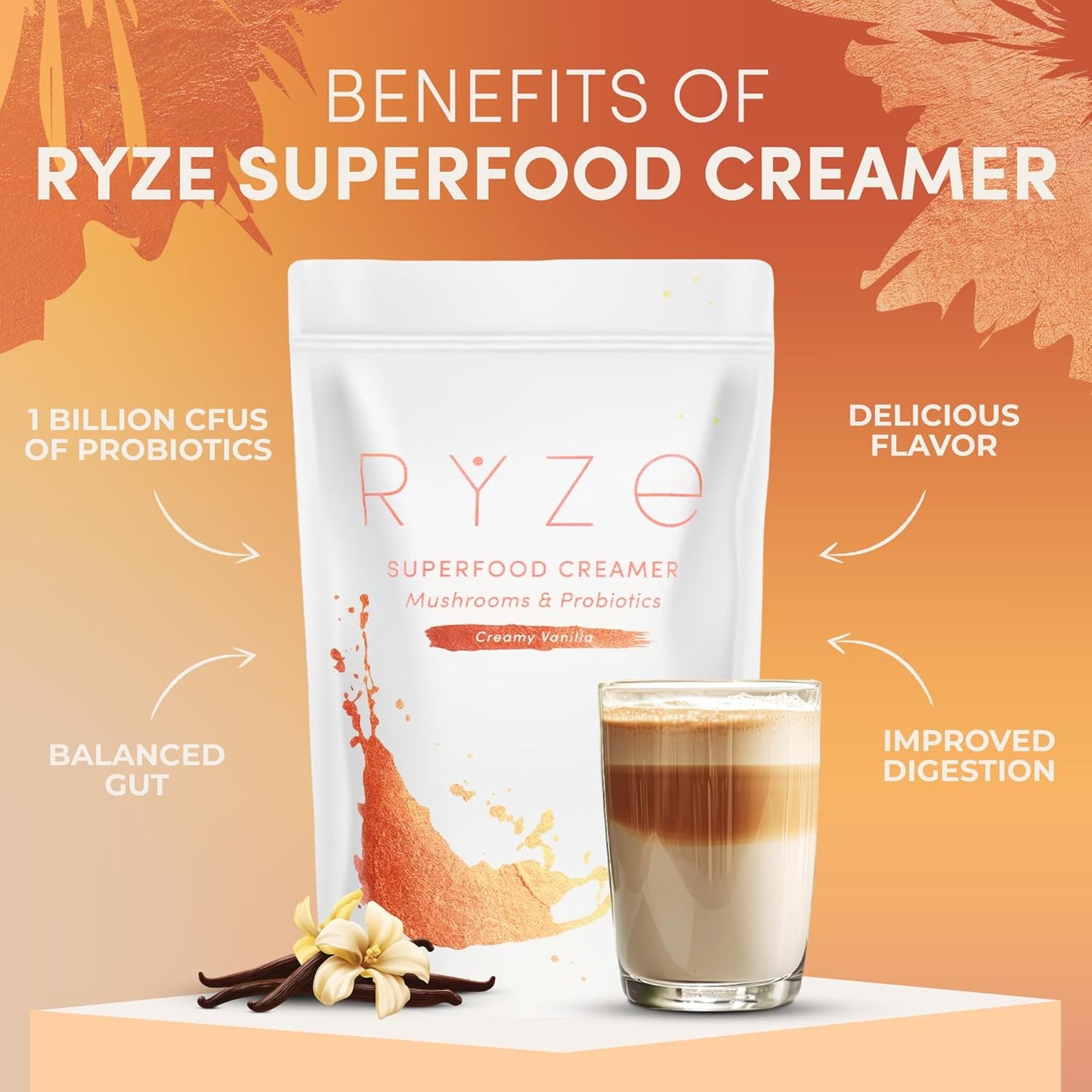 RYZE SUPERFOODS Ultimate Energy Bundle with Mushroom Coffee, Matcha, and Probiotic Creamer | 6 Adaptogenic Mushrooms | USDA Organic | USA Grown | Improved Energy, Focus, Digestion, Immunity | 60 servings