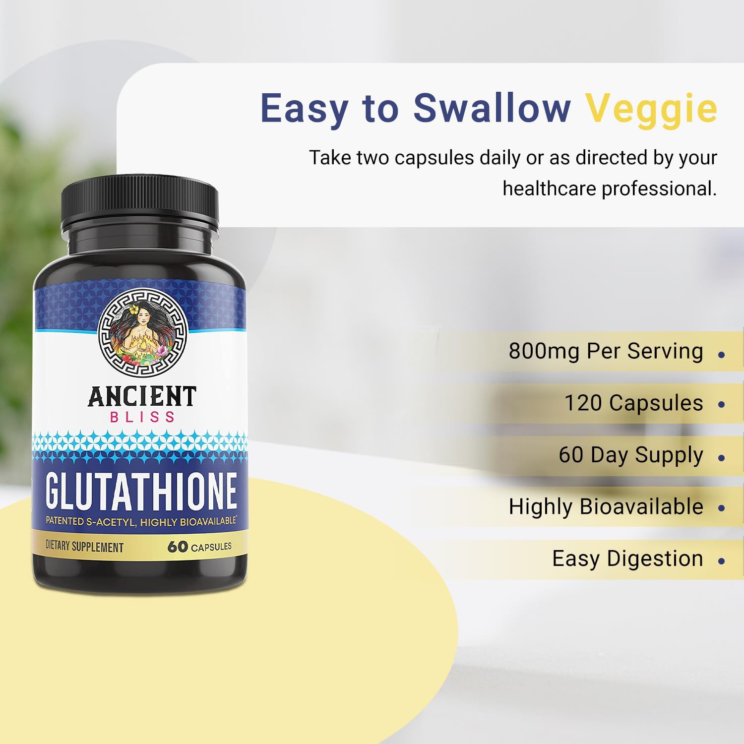 S-Acetyl Glutathione Supplement for Cellular Antioxidant & Immune Support - Joint Support for Men & Women - 60 Capsules