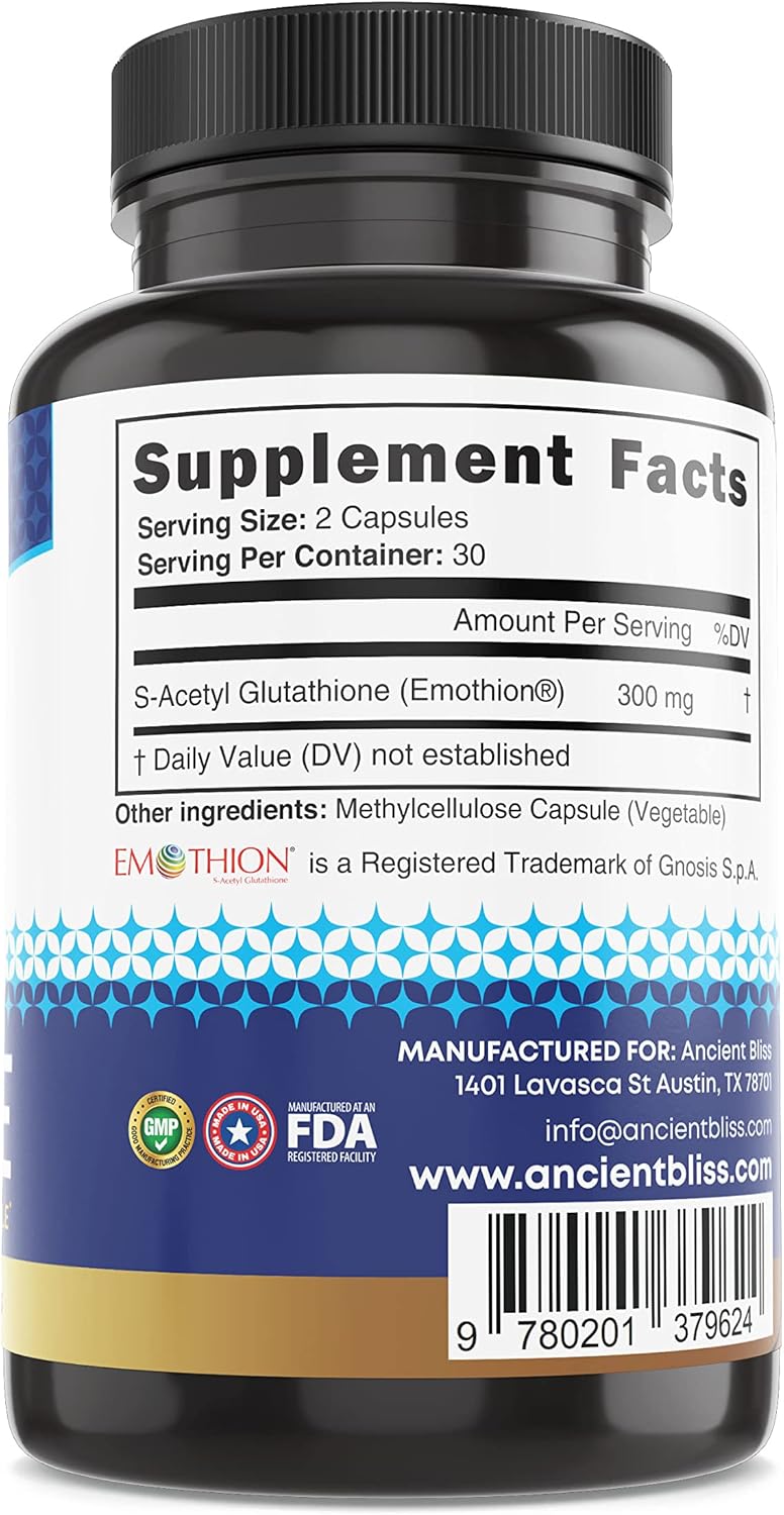 S-Acetyl Glutathione Supplement for Cellular Antioxidant & Immune Support - Joint Support for Men & Women - 60 Capsules