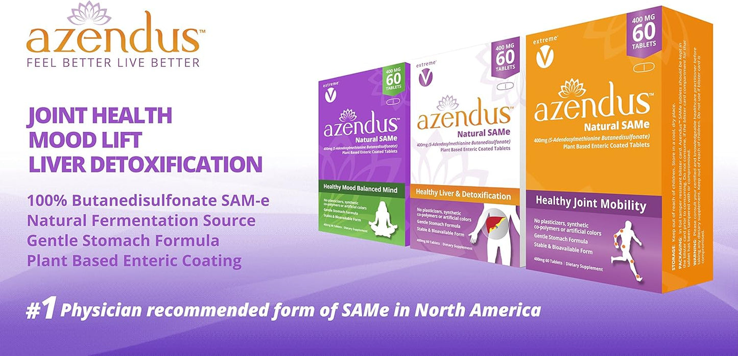 S-Adenosylmethionine Butanedisulfonate (SAMe) 200mg Mood Support Tablets (2 Boxes, 120 Enteric Coated) Vegan, Gluten & Soy Free