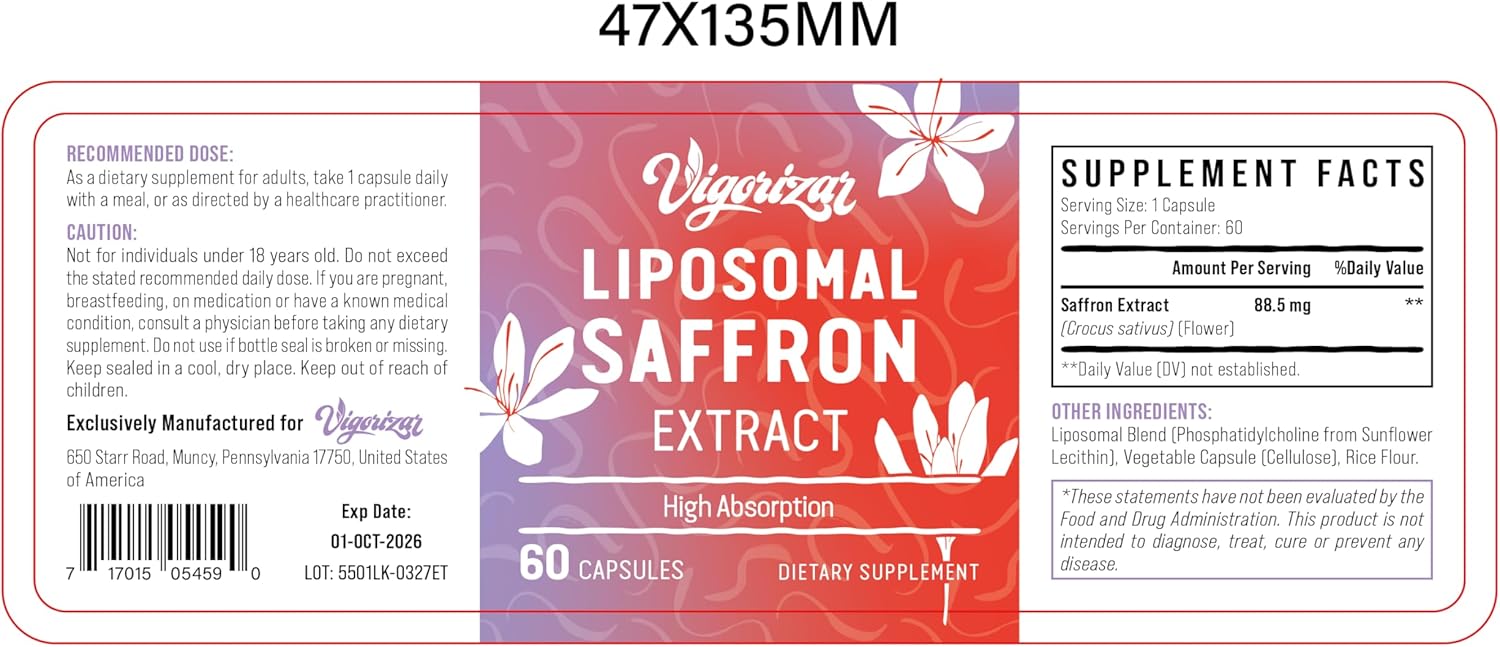 Saffron Supplements with Liposomal Technology for Enhanced Vitality and Wellness