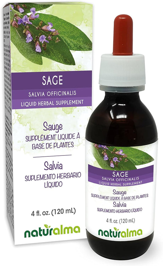 Sage Leaf Alcohol-Free Tincture - 4 fl oz Liquid Extract Drops - Herbal Supplement Vegan - Naturalma