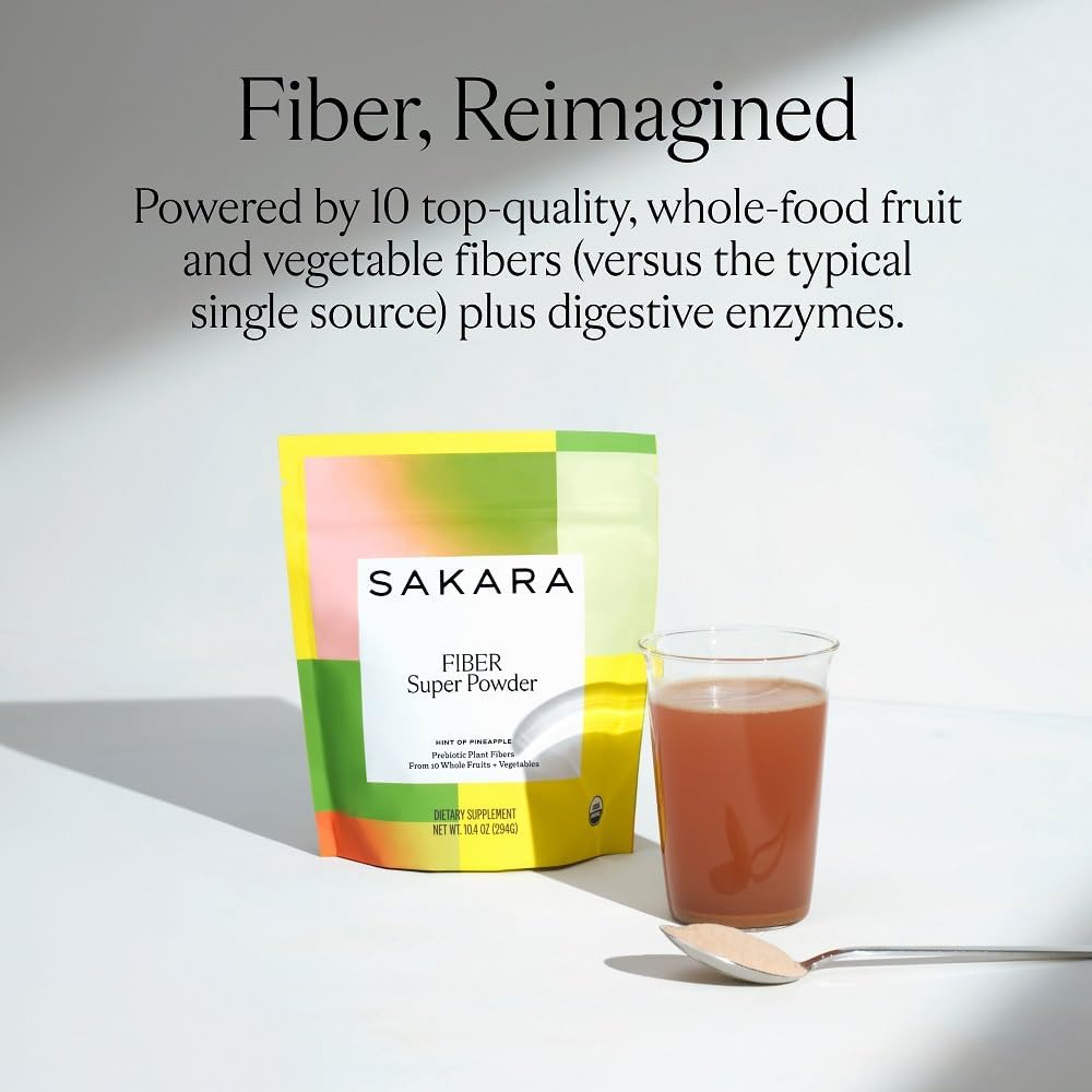 SAKARA Super Powder Bundle for Digestive Health - Metabolism, Chocolate & Fiber with Digestive Enzymes - Pineapple Flavor