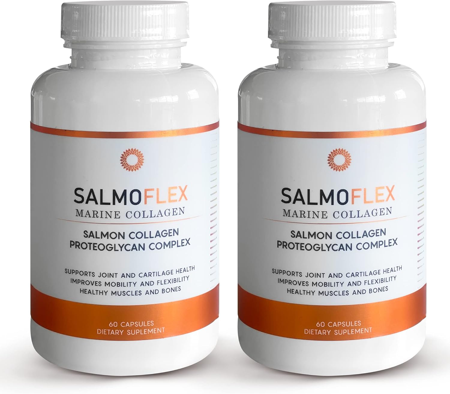 Salmon Collagen Supplement with Hyaluronic Acid, Vitamin C, D, E - Bone & Joint Support - Hair, Skin, Nail Vitamins - 60 Capsules (2 Pack)