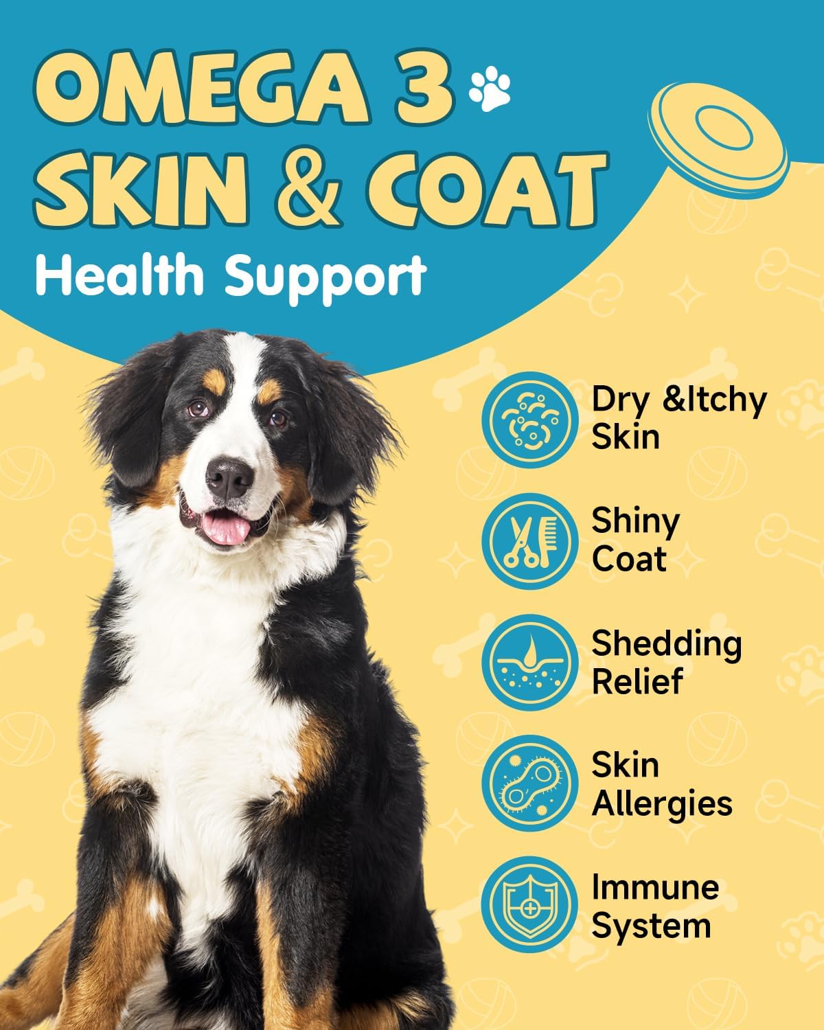 Salmon Oil Chews for Dogs with Omega 3, EPA & DHA Fatty Acids, Vitamins, and Minerals for Skin & Coat Health (120 Ct)