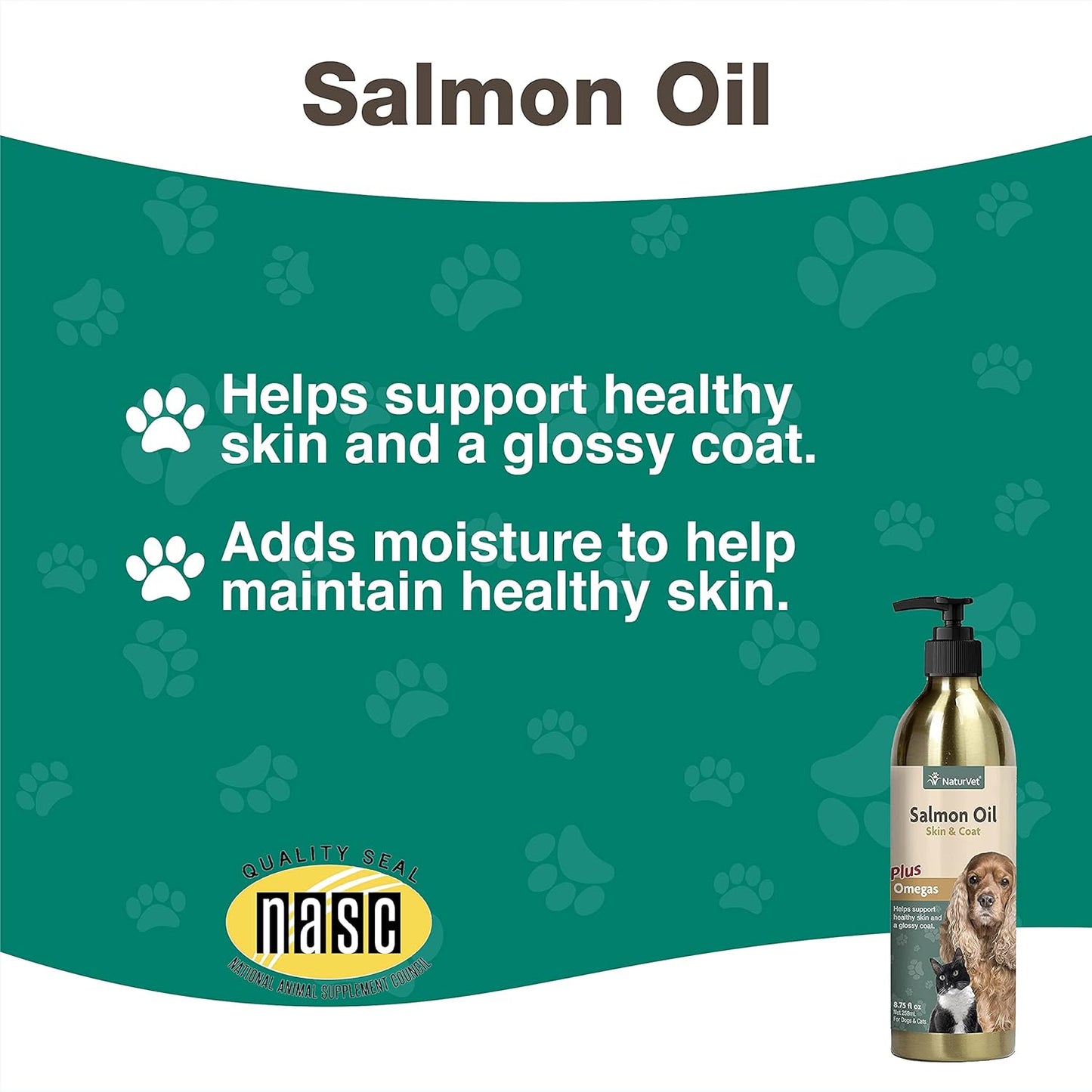 Salmon Oil Skin and Coat Supplement with Omega-3 and 6 Fatty Acids for Dogs and Cats - 8.75 oz Oil Bottle - Promotes Healthy Skin and Glossy Coat