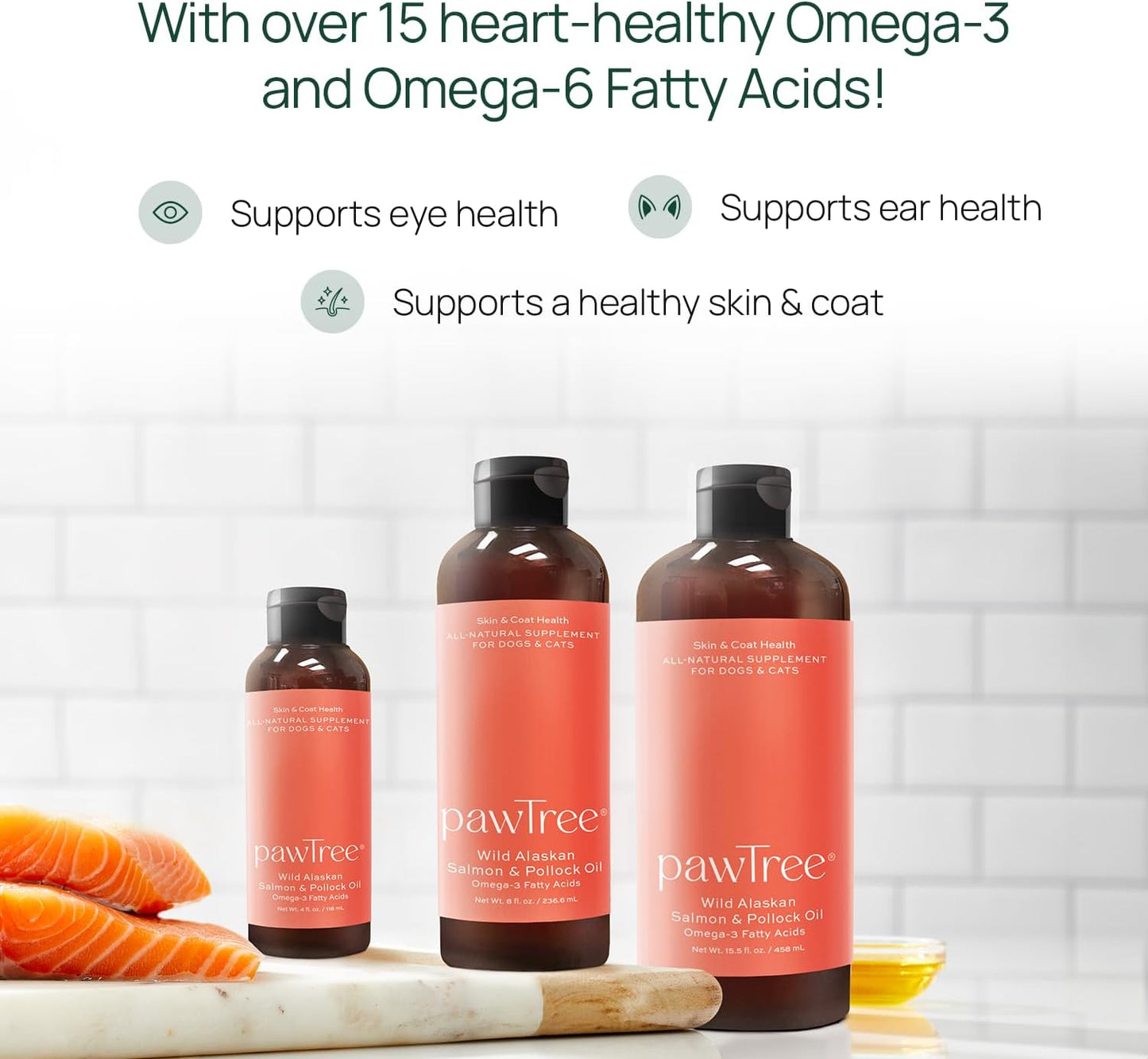 Salmon Oil Supplement for Dogs and Cats - Helps Control Shedding, Allergies, and Itchy Skin - Rich in Omega-3 and Omega-6 Fatty Acids
