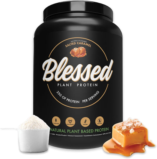 Salted Caramel Plant Based Vegan Protein Powder - 23g Pea Protein Shake Meal Replacement, Dairy/Gluten/Soy Free, No Sugar Added - 30 Servings