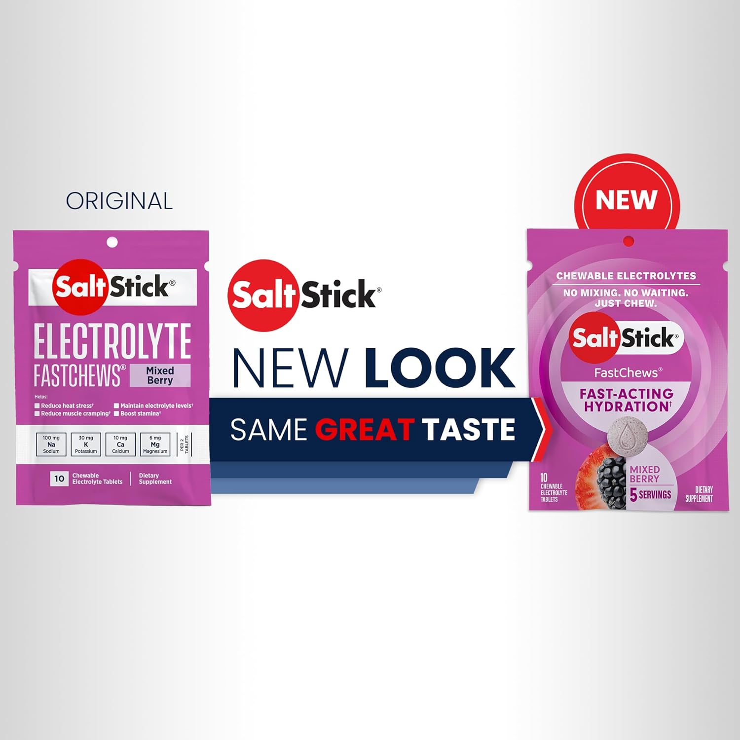 SaltStick Electrolyte FastChews Chewable Tablets - Mixed Berry (120 Count) | Runners Salt Tablets, Sports Nutrition, Hydration & Electrolyte Chews | 12 Packets of 10 Tablets