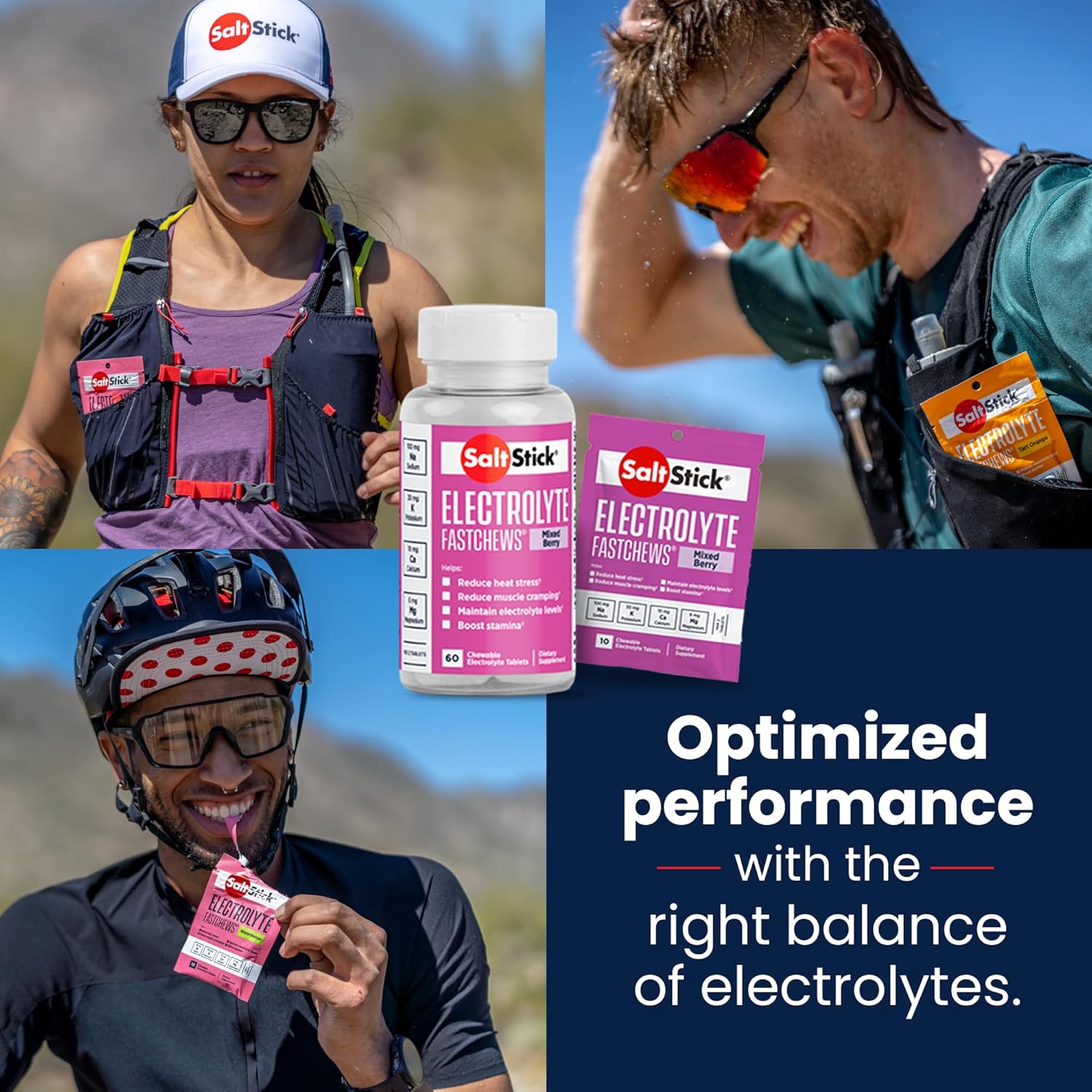 SaltStick Electrolyte FastChews Chewable Tablets - Mixed Berry (120 Count) | Runners Salt Tablets, Sports Nutrition, Hydration & Electrolyte Chews | 12 Packets of 10 Tablets