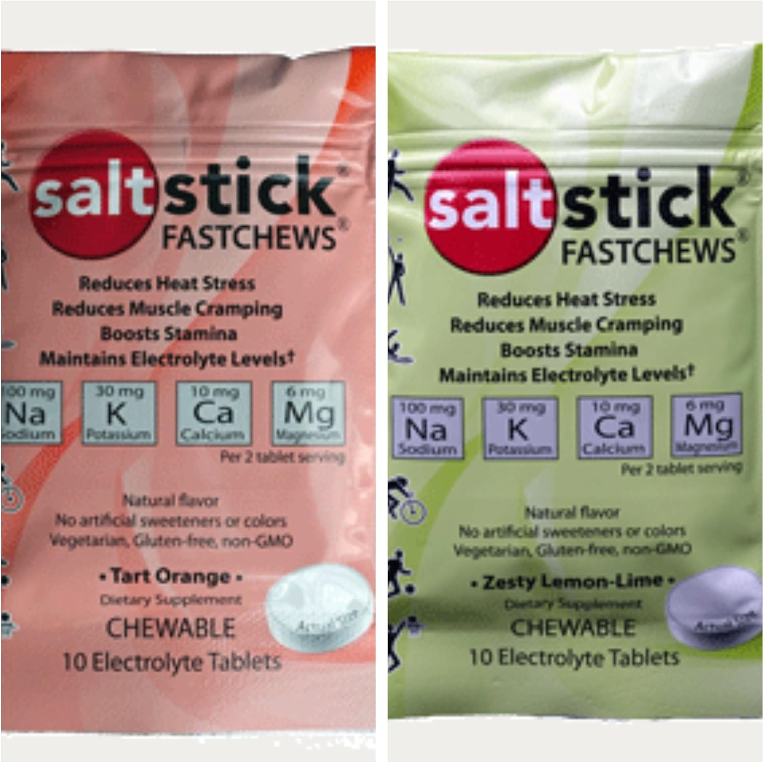 SaltStick FASTCHEWS® Variety Pack - Tart Orange & Zesty Lemon-Lime Flavors - Resealable Bag - 4 Pack