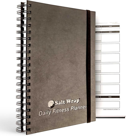 SaltWrap Daily Fitness Planner & Workout Log Book - Exercise Gym Journal for Health, Nutrition, Slimming Formula, and Goal Tracking - Daily & Weekly Logs