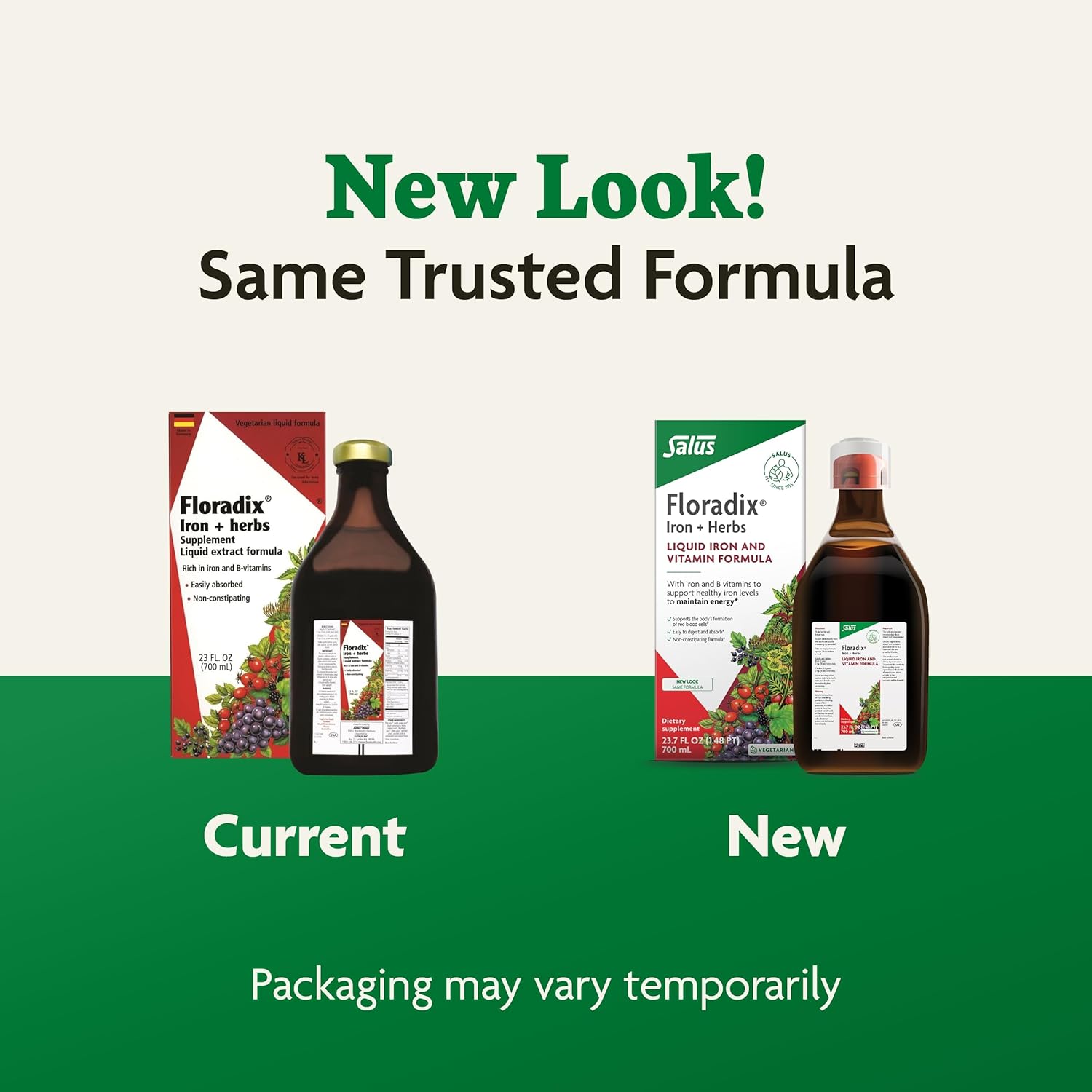 Salus Floradix Iron & Herbs Liquid Supplement Combo Pack - 23 oz Iron and 17 oz Magnesium