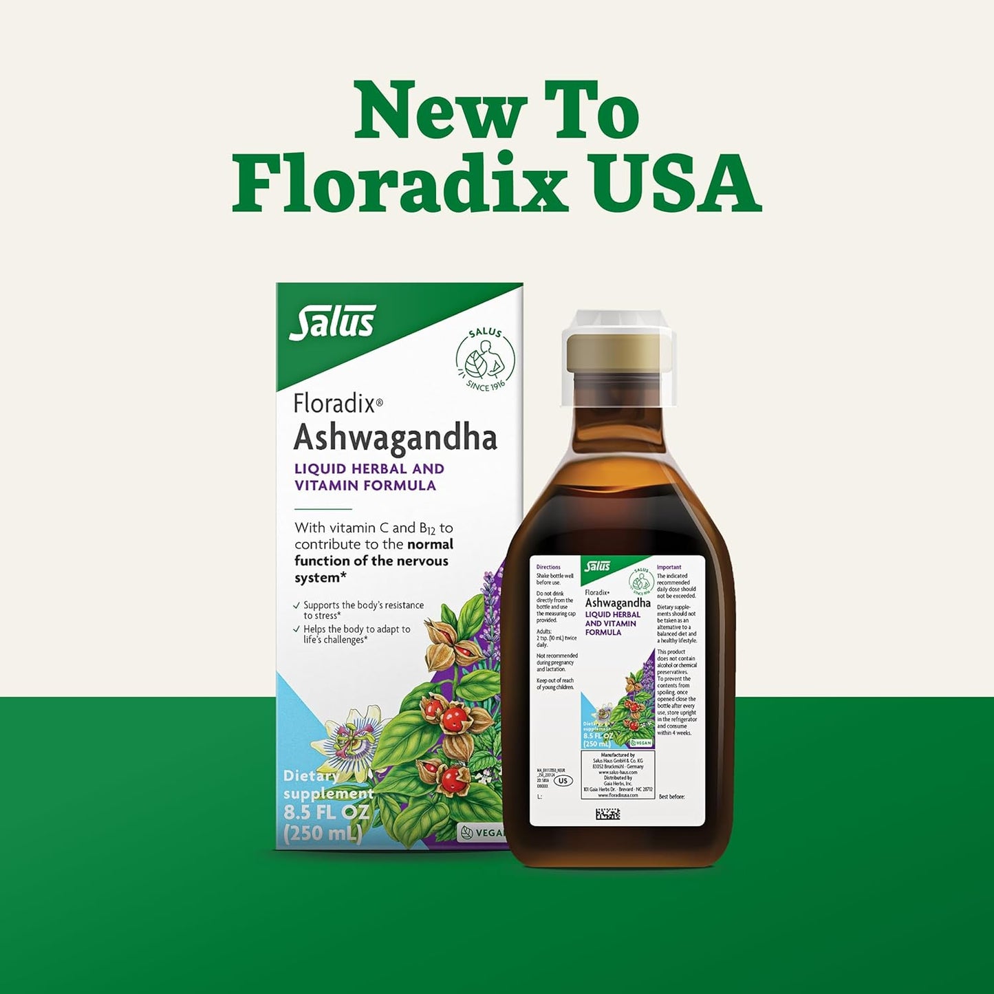Salus Floradix Magnesium and Ashwagandha Liquid Bundle - 25.5 Fl Oz