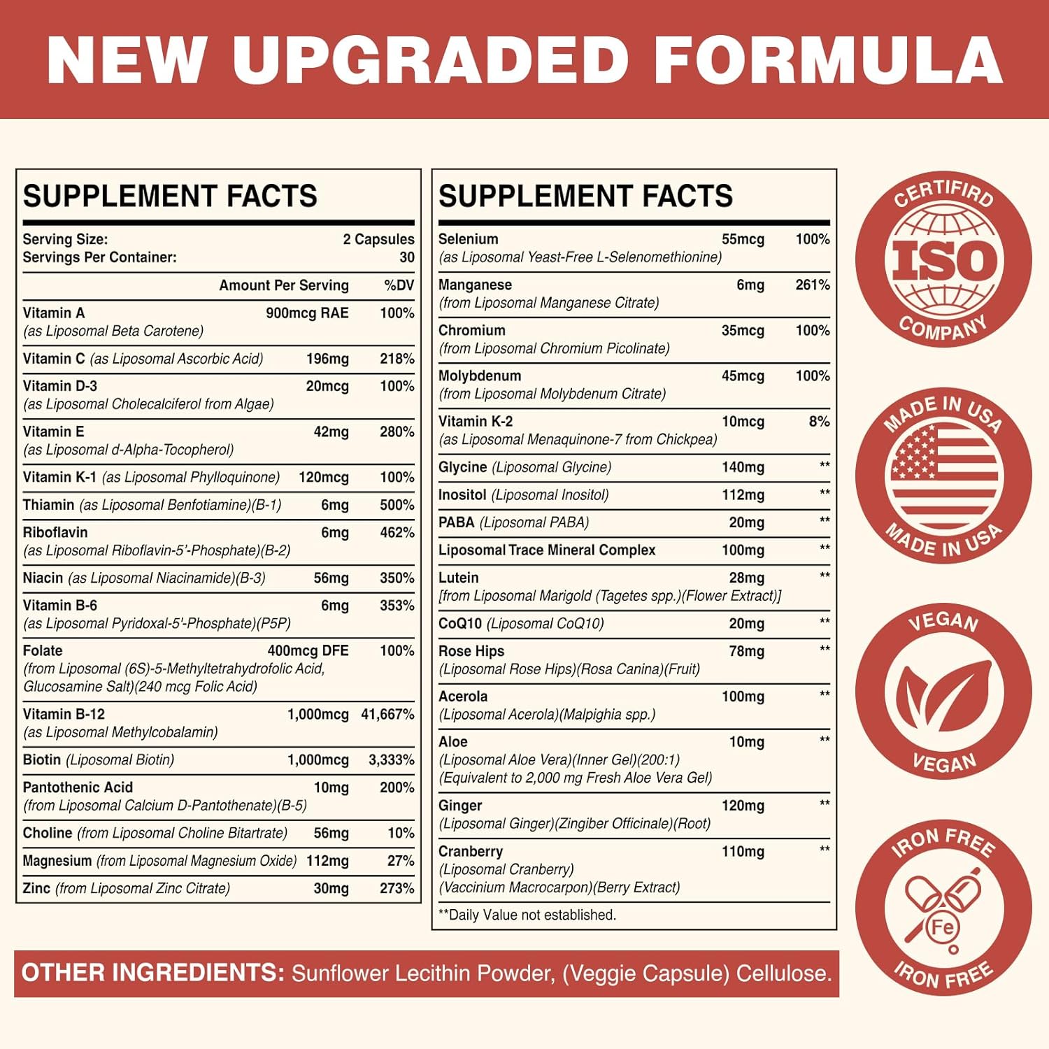 Sambugra Liposomal Multivitamin for Women 50+ - 32 Ingredient Women's Daily Multivitamin with CoQ10, Vitamins C, B, D, E - Cardiovascular & Bone Health - Iron-Free (120 Capsules)