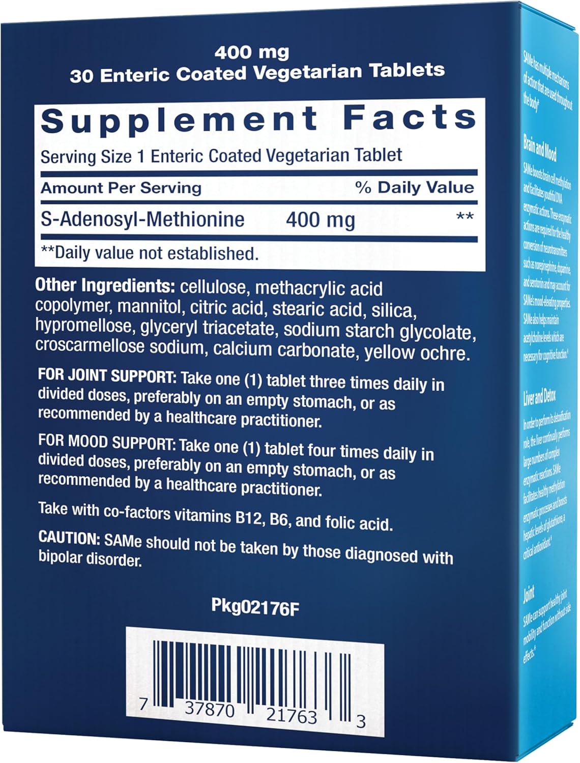 Same Supplement for Mood, Joint, and Liver Support - Gluten-Free, Non-GMO, Vegetarian - 30 Tablets