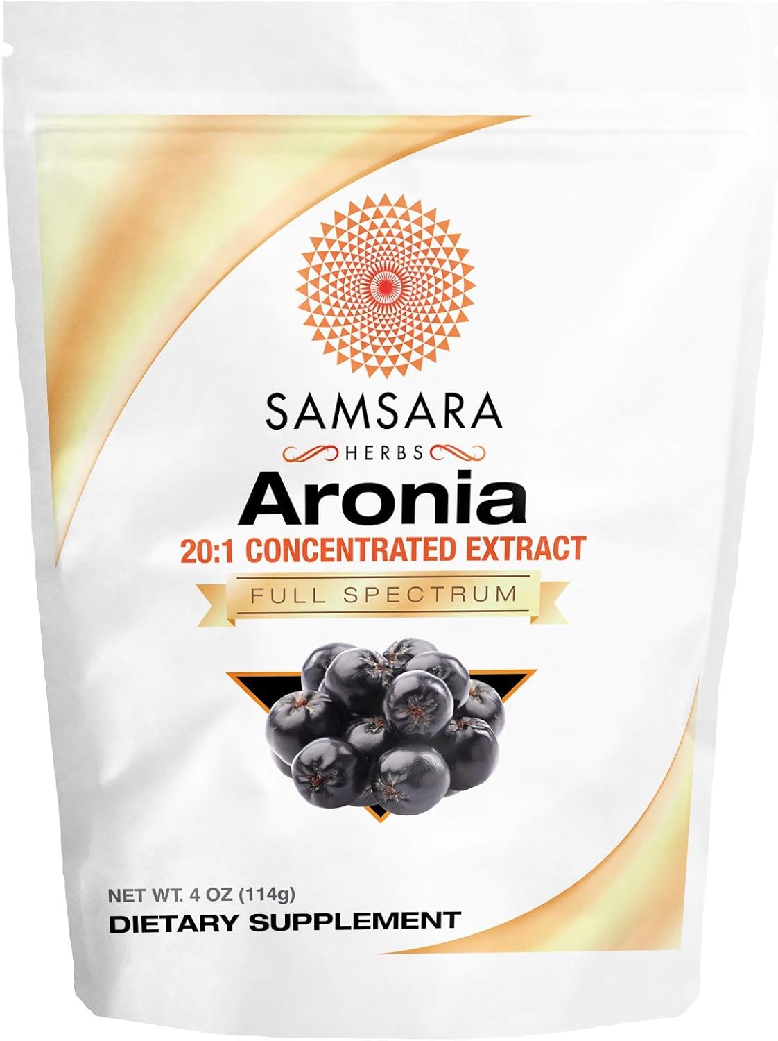 Samsara Herbs Aronia Berry Extract Powder - High Antioxidant Supplement with Flavonoids and Polyphenols for Improved Wellbeing - 4oz