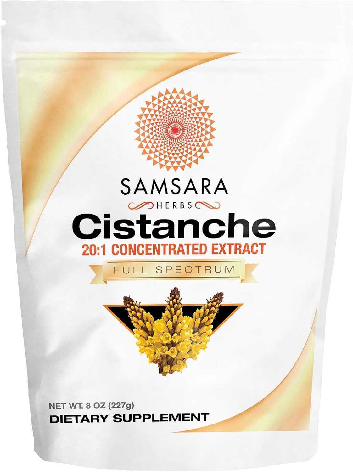 Samsara Herbs Cistanche Extract Powder 8oz - 20:1 Concentration - USA Made - 3rd Party Tested - Strength, Vitality, Mood - 2950mg Serving Size