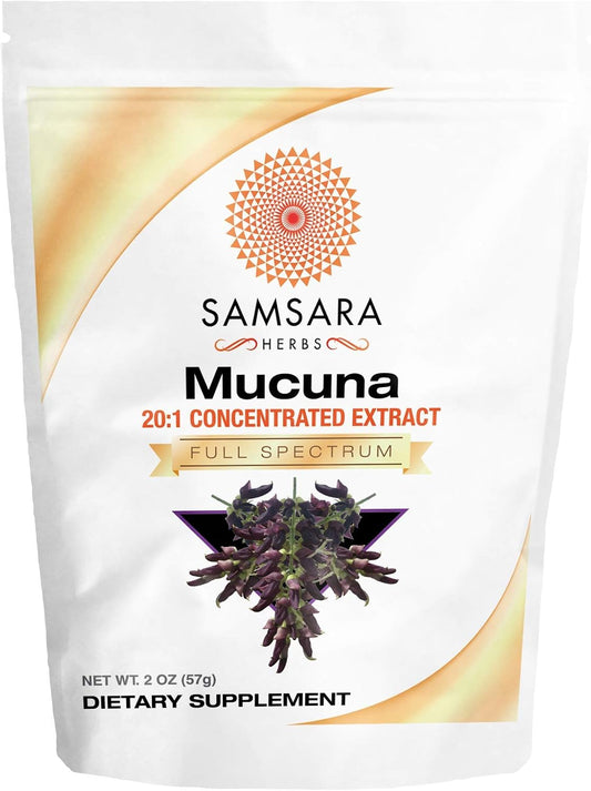 Samsara Herbs Mucuna Pruriens Powder Extract - 2oz/57g Velvet Beans Supplement