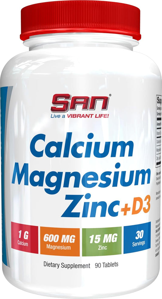 SAN Nutrition Calcium Magnesium Zinc D3 Supplement for Bone Health & Immune Support, 30 Servings