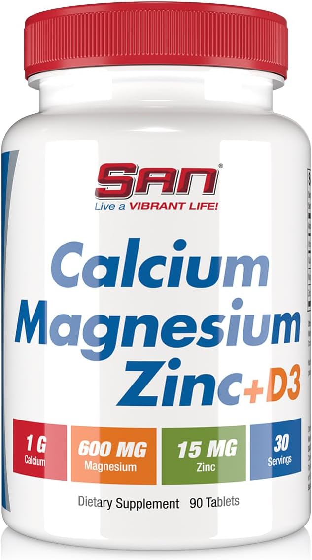 SAN Nutrition Calcium Magnesium Zinc D3 Supplement for Bone Health & Immune Support, 30 Servings