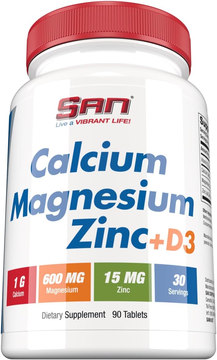 SAN Nutrition Calcium Magnesium Zinc D3 Supplement for Bone Health & Immune Support, 30 Servings