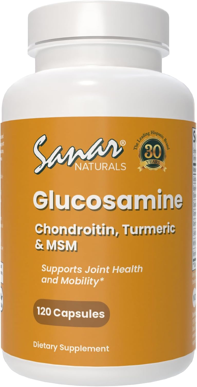 Sanar Naturals Joint Support Supplement with Glucosamine, Chondroitin, MSM, and Turmeric - Non-GMO, Gluten Free - 120 Capsules for Knees, Back, Hands, Body