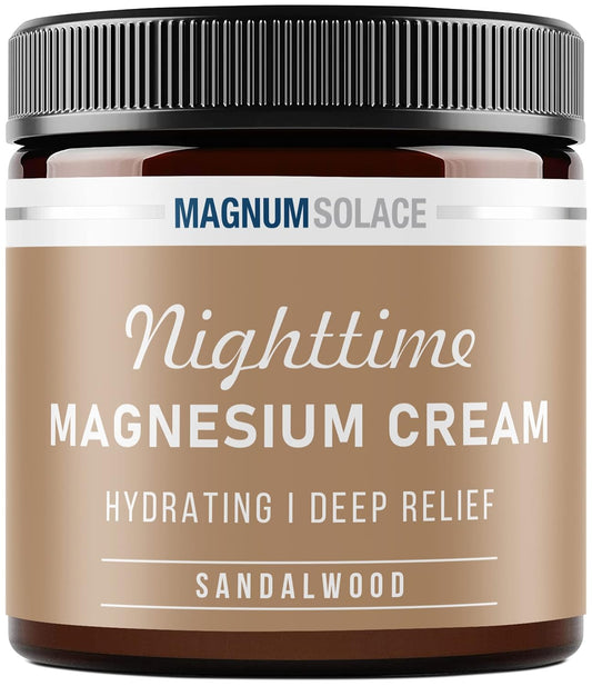 Sandalwood Nighttime Magnesium Lotion - Topical Cream for Leg Muscles, Arms, Chest - USA Made, Kid-Safe