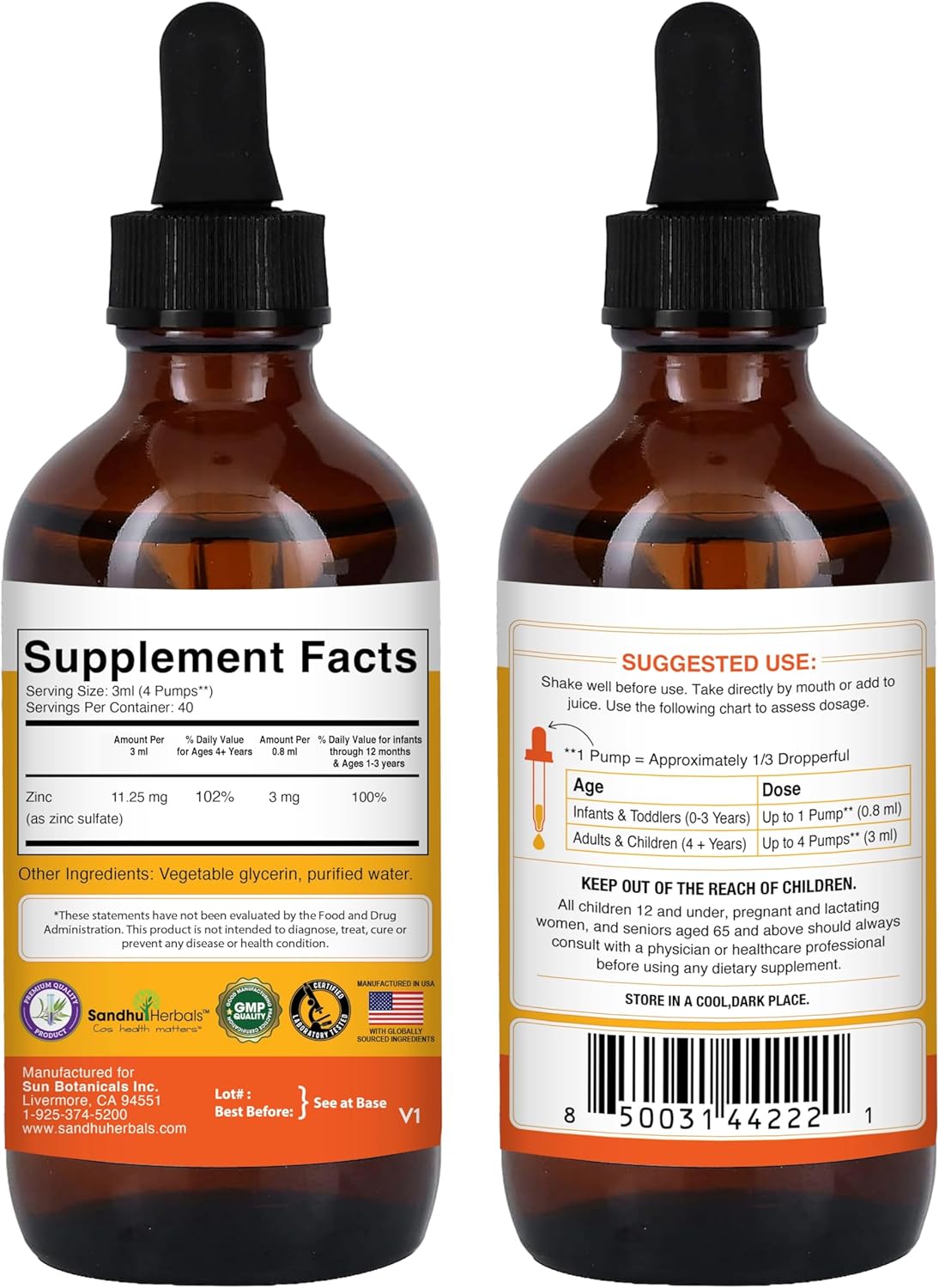 Sandhu Herbals Sea Moss Capsules & Liquid Zinc Drops - Supplement for Men & Women - Made in USA