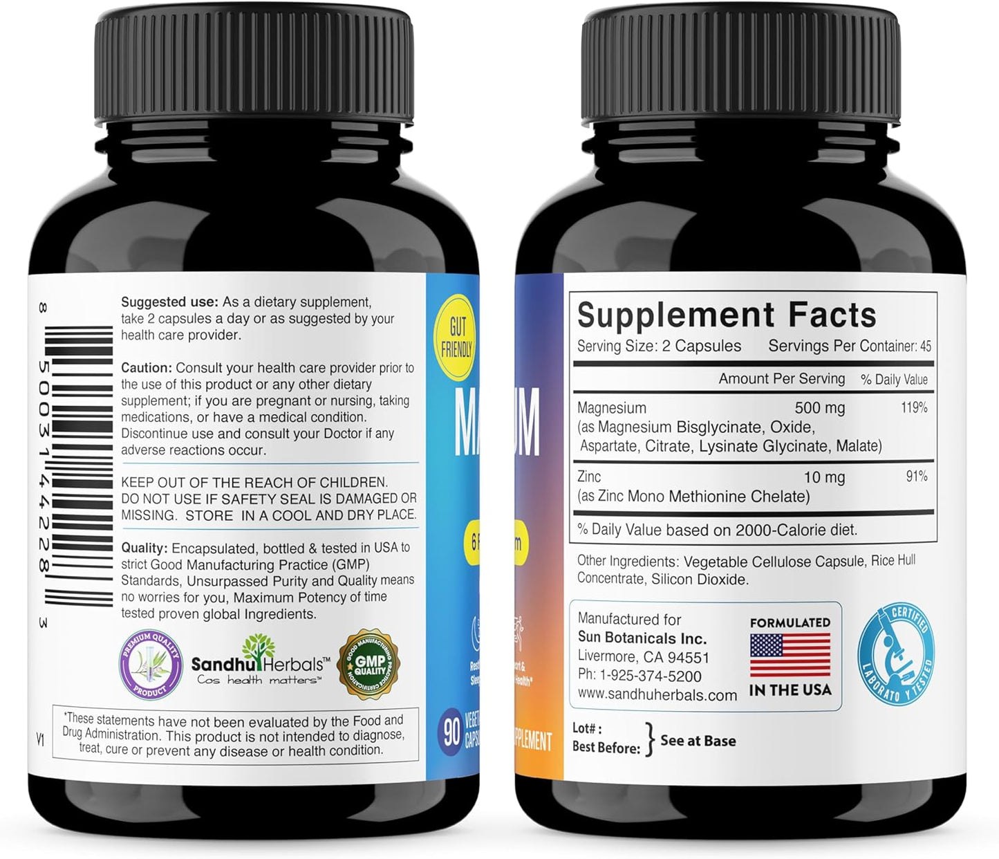 Sandhu Herbals Sea Moss & Magnesium Supplement Combo - 6 in 1 Complex for Immune, Digestive Health & Sleep