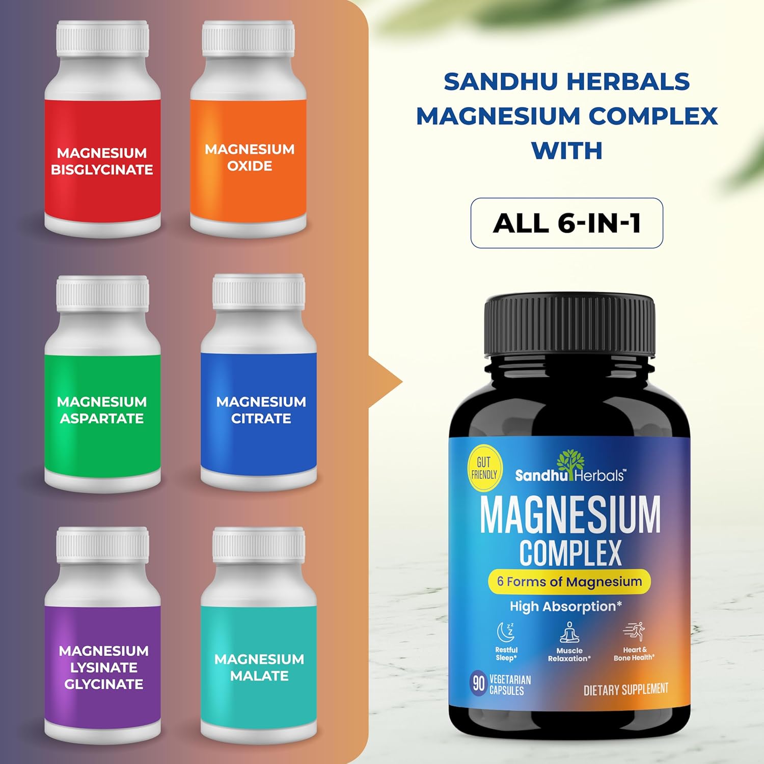 Sandhu Herbals Sea Moss & Magnesium Supplement Combo - 6 in 1 Complex for Immune, Digestive Health & Sleep