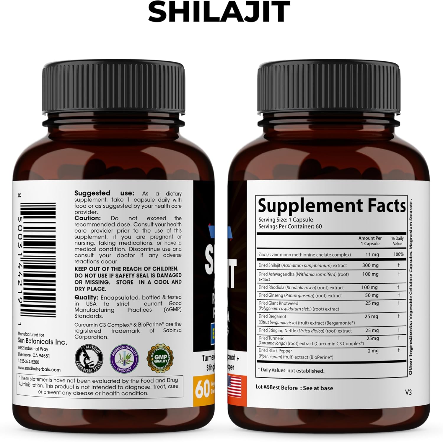 Sandhu Herbals Superfood Bundle - Sea Moss, Shilajit, Black Seed Oil, Ashwagandha, Ginger, Rhodiola Rosea, Panax Ginseng, Stinging Nettle - Natural Herbal Supplements