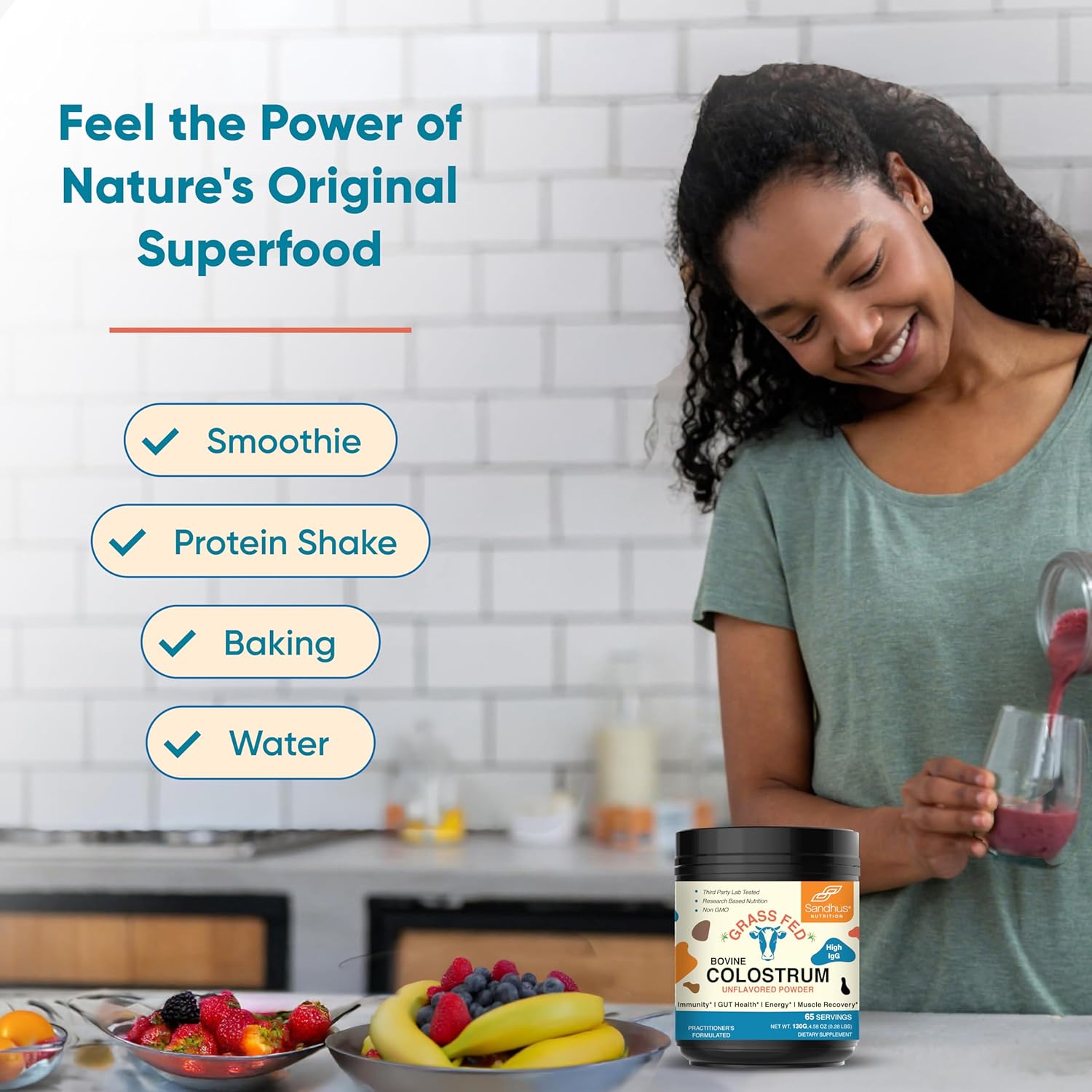 Sandhu's Bovine Colostrum & Beet Root Powder Capsules with Bioperine | Boosts Immune System, Gut Health & Energy Levels