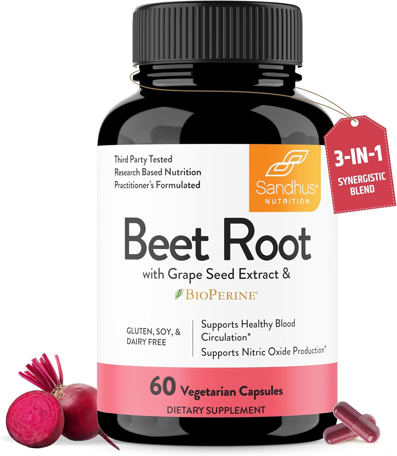 Sandhu's Bovine Colostrum & Beet Root Powder Capsules with Bioperine | Boosts Immune System, Gut Health & Energy Levels