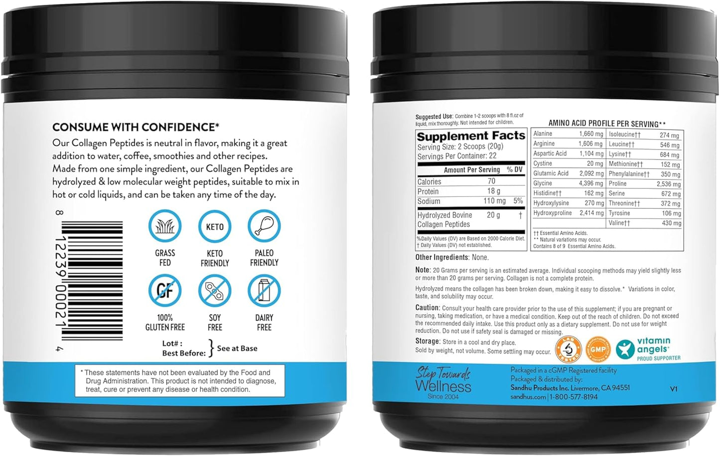 Sandhu's L-Glutamine & Collagen Peptides Powder Bundle | 100 Servings, 500g, Supports Muscle & Gut Health, Youthful Skin & Joints