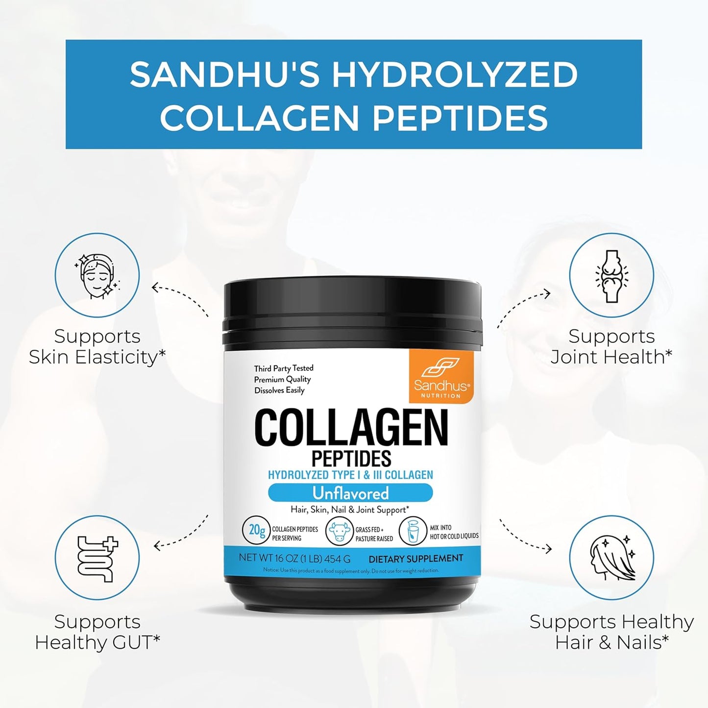 Sandhu's L-Glutamine & Collagen Peptides Powder Bundle | 100 Servings, 500g, Supports Muscle & Gut Health, Youthful Skin & Joints