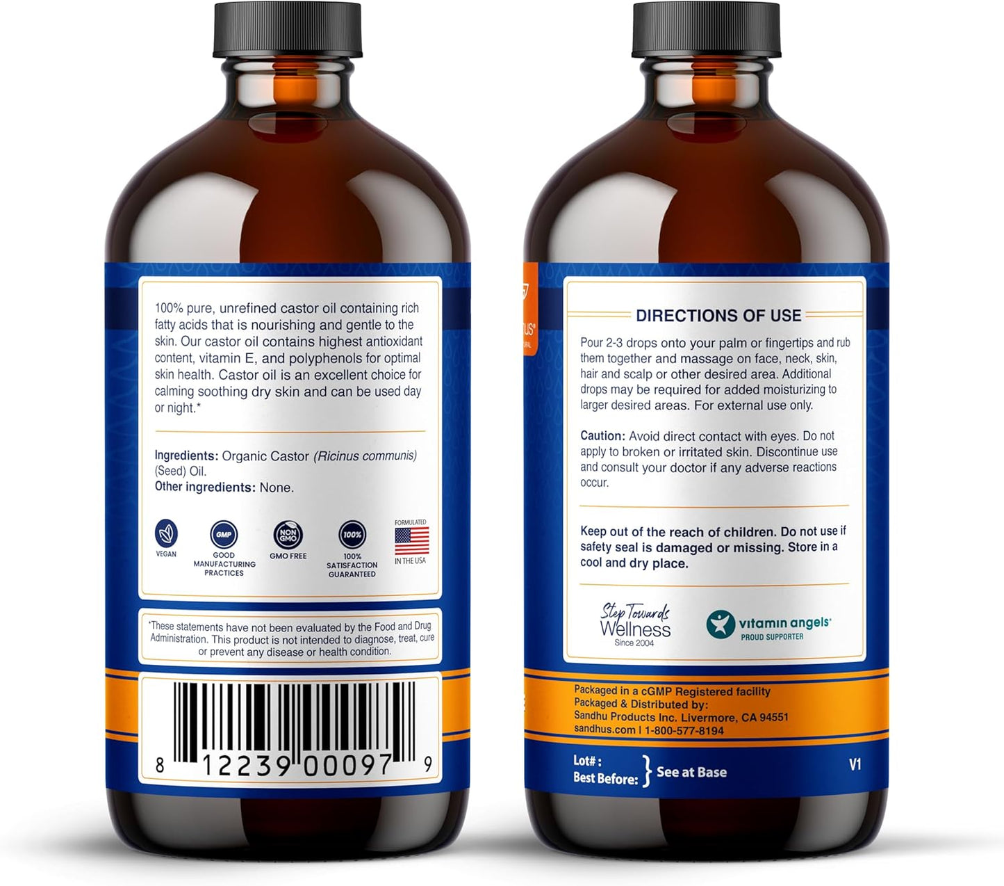 Sandhu's Liver Renew Cleanse & Castor Oil Combo - 100% Organic, 16 fl. Oz - Promotes Liver, Body, Eyelashes, Hair, and Skin Health