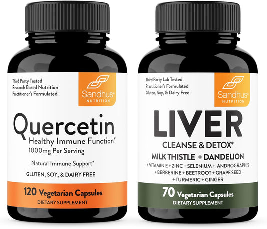 Sandhu's Quercetin 1000mg Capsules for Liver Cleanse & Detoxification | Immune & Liver Health Support | Non-GMO Formula