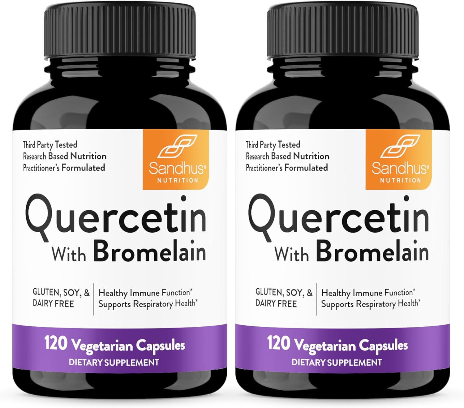 Sandhu's Vegetarian Quercetin with Bromelain Capsules - 1000mg, 240 Count, Immune & Respiratory Support Bioflavonoids Supplement