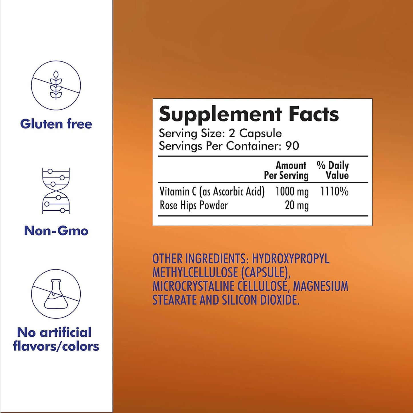 Santo Remedio Immune Support Vitamin C Supplement, 1000mg, 120 Capsules