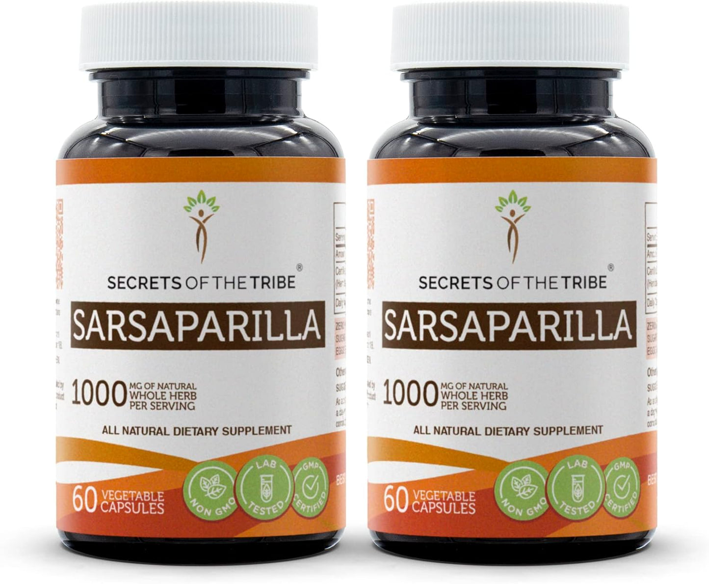 Sarsaparilla 1000mg Root Capsules - Secrets of the Tribe, 2-Pack