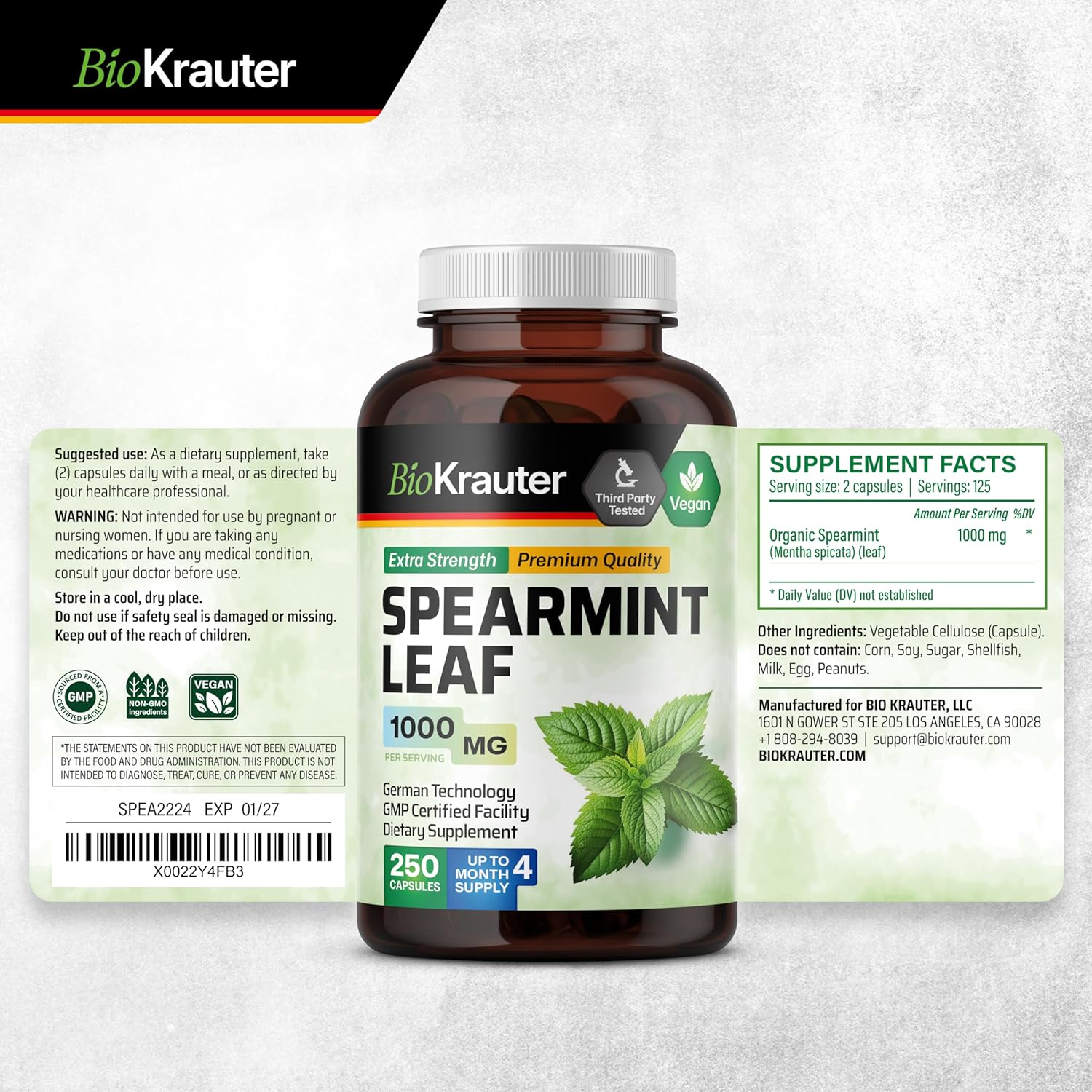 Sarsaparilla and Spearmint Herbal Capsules Combo - 500 Capsules