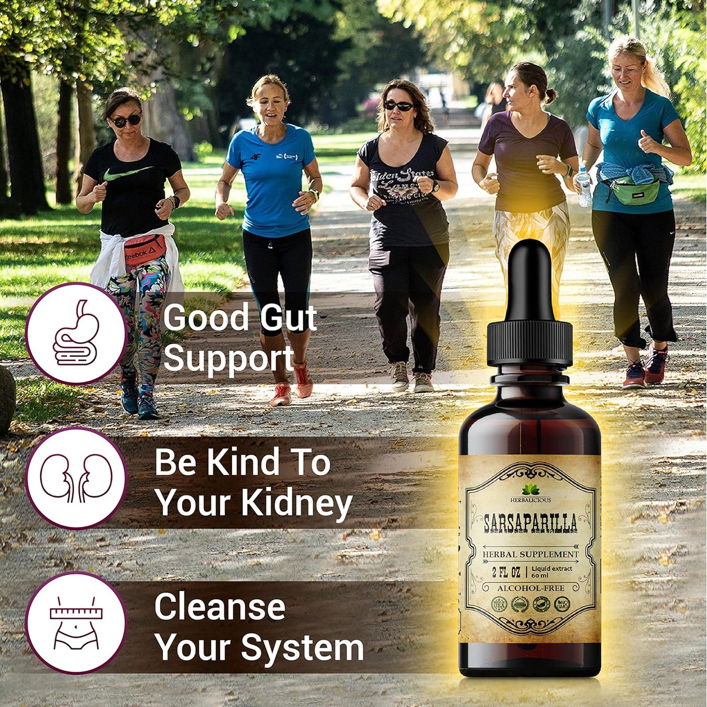 Sarsaparilla Extract (Hemidesmus indicus) Herbal Supplement for Immunity, Skin & Wellness - Non-GMO - Gluten-Free - Made in USA - 2 Fl Oz