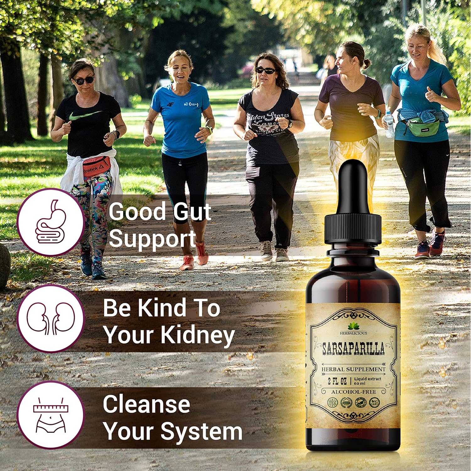 Sarsaparilla Extract (Hemidesmus indicus) Herbal Supplement for Immunity, Skin & Wellness - Non-GMO - Gluten-Free - Made in USA - 2 Fl Oz