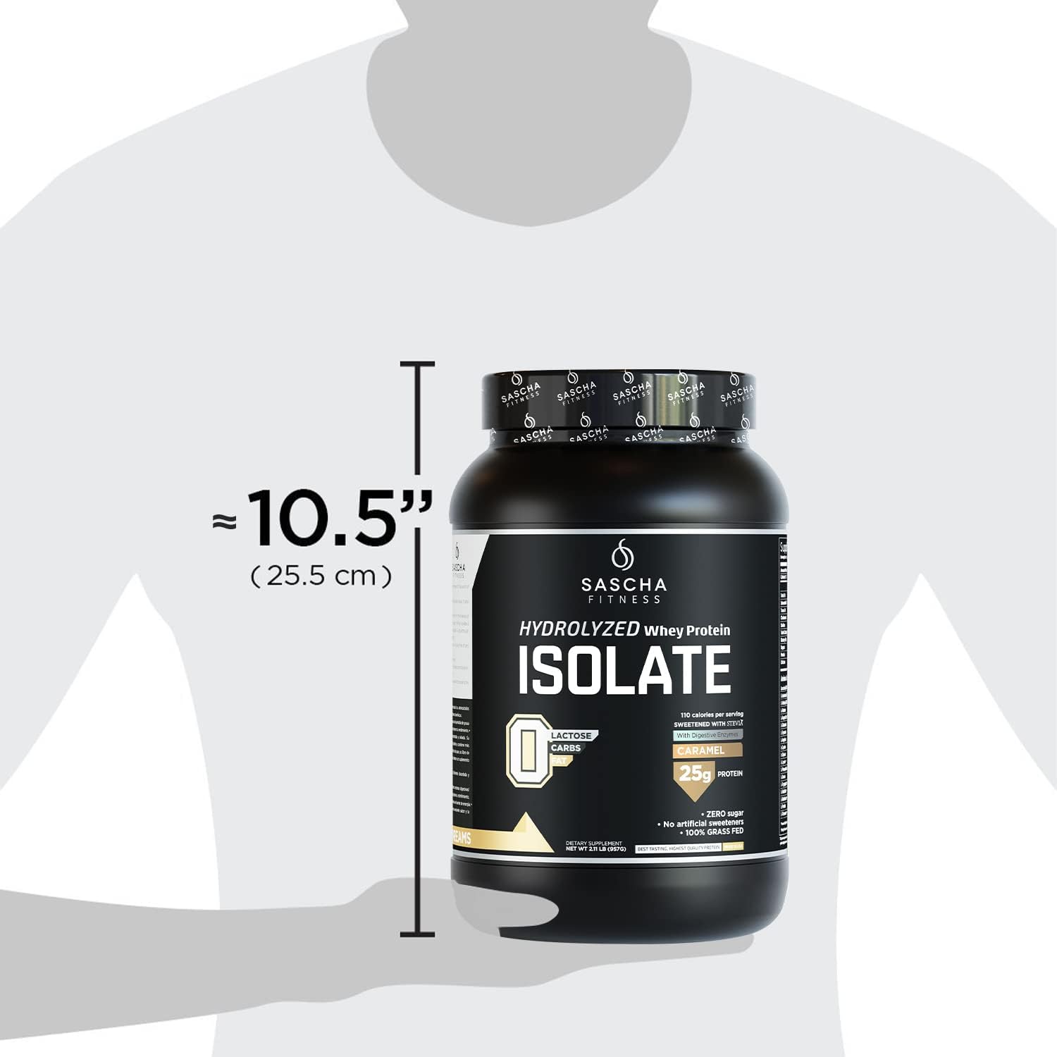 SASCHA FITNESS Grass-Fed Whey Protein Isolate Powder - Caramel Flavor (2.11 lbs)