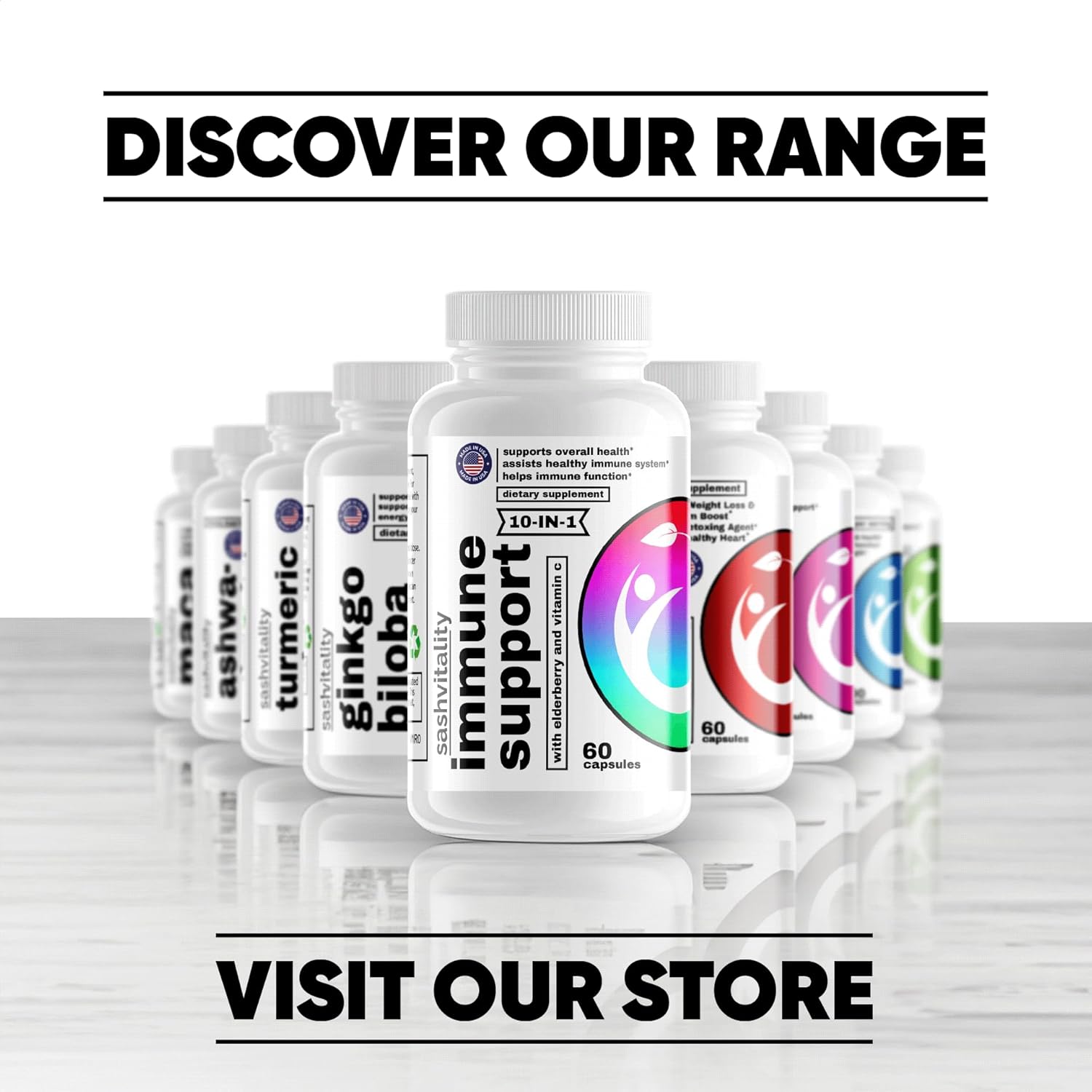 SASH Vitality Probiotic Supplement with 60 Billion CFUs for Gut Health and Digestive Support
